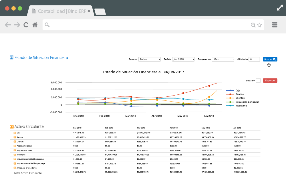 screenshot of Bind ERP